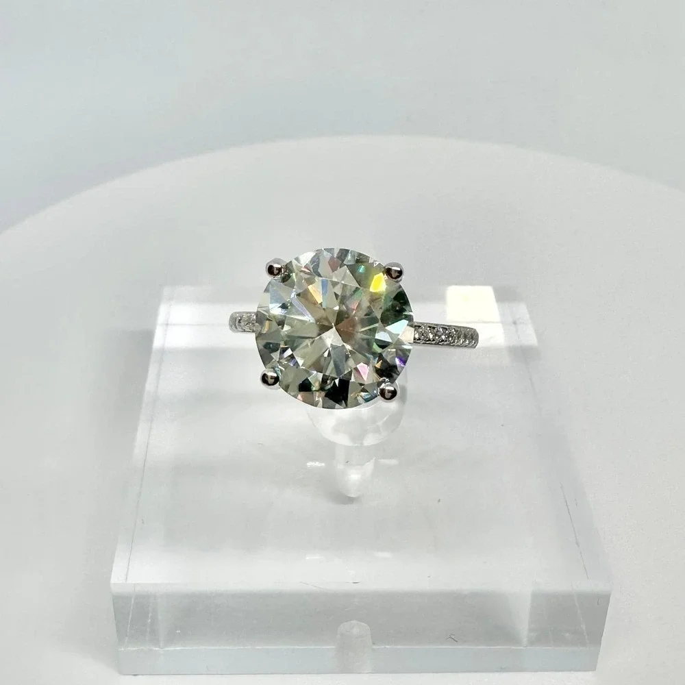 Moissanite Diamond Ring 3 Ct Engagement Wedding Round Solitaire GRA Size 10.5